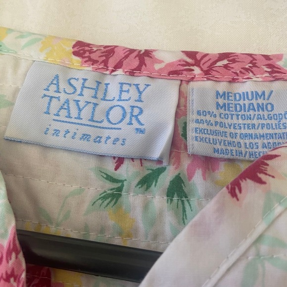 Ashley Taylor Intimates Womens Floral Robe Midi Length Short Sleeve Medium - Picture 6 of 13